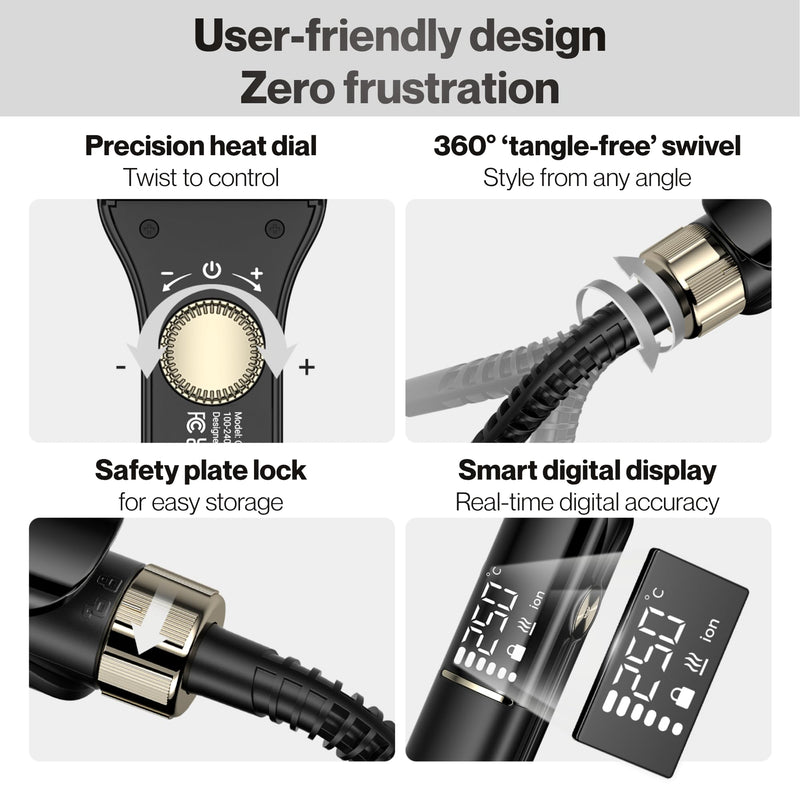 BarberBoss Hair Straighteners for Women, Ceramic Hair Straightener with Floating Plates, Negative Ionic & Keratin Technology, Adjustable Temperature, Professional Flat Iron for Straightening, QR-8422 | Negative Ionic, Keratin Care, Adjustable Heat, Pro...