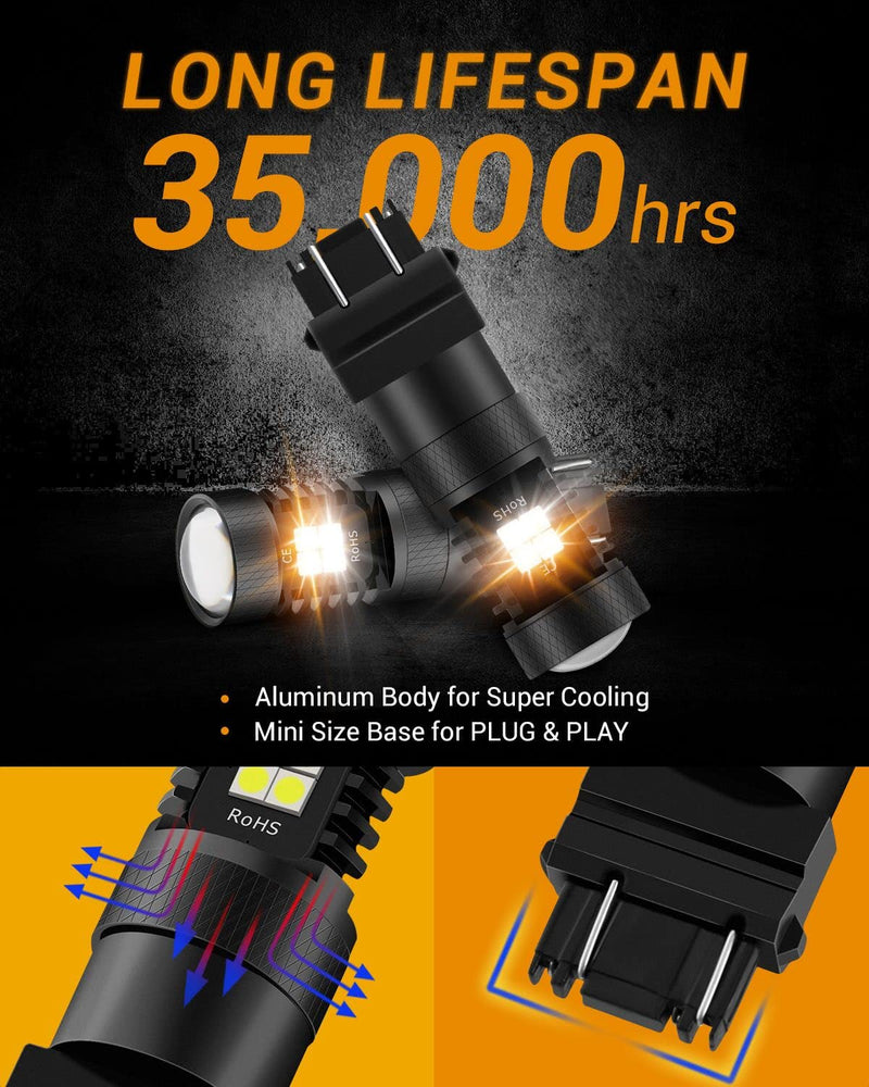 Auxbeam 3157 LED Bulbs 3157 3457 4157 Switchback Dual Color Bulbs 300% Brighter White and Amber Bulb for DRL Turn Signal Lights Parking Lights, Need Resistors to Avoid Possible Hyper Flash