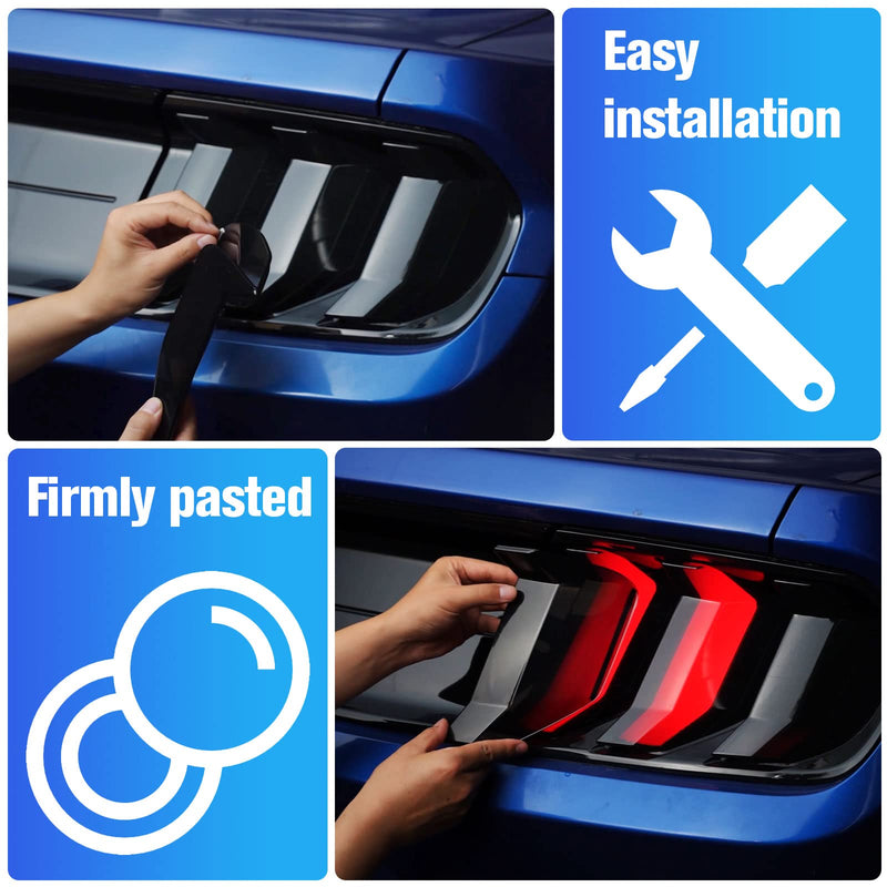Smoke Black Taillight Protector Cover Compatible Ford Mustang, PC Resin Tail Shades, Taillight Decorative Shade Accessories Compatible Ford Mustang 2018 2019 2020 2021 2022 Ford Mustang 2018-2023
