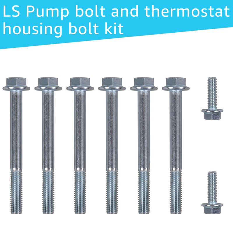 LS Water Pump Bolt & Thermostat Housing Bolt Kit for GM Chevrolet 1997-2014 (LS Series LSX LS1-LS9 LQ4/LQ9 Engines) 5.3L 6.0L 6.2L Compatible