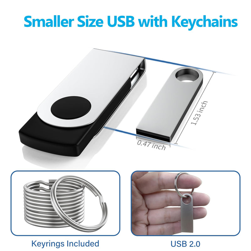 ABLAZE 2GB Flash Drive 10 Pack, Metal USB 2.0 Thumb Drives with Keychains USB Sticks Pendrives (Sliver)