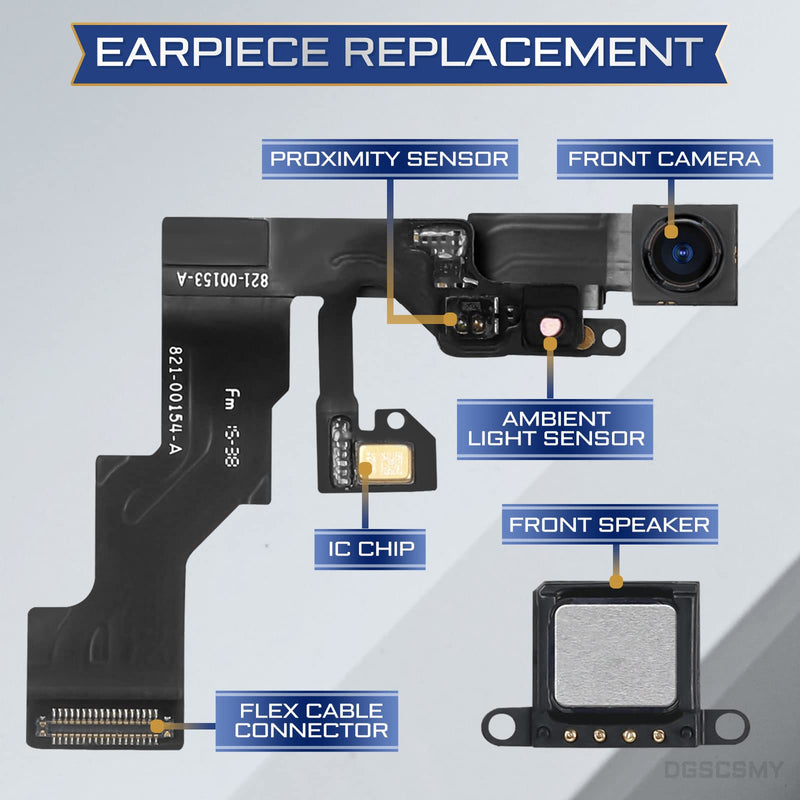 for iPhone 6s plus Front Camera Replacement 5MP 5.5" Repair Kit Earpiece Ear Speaker Replacement Module Part with Ambient Light Sensor Proximity Sensor Flex Cable Connector Fix Tools A1634 A1687 A1699