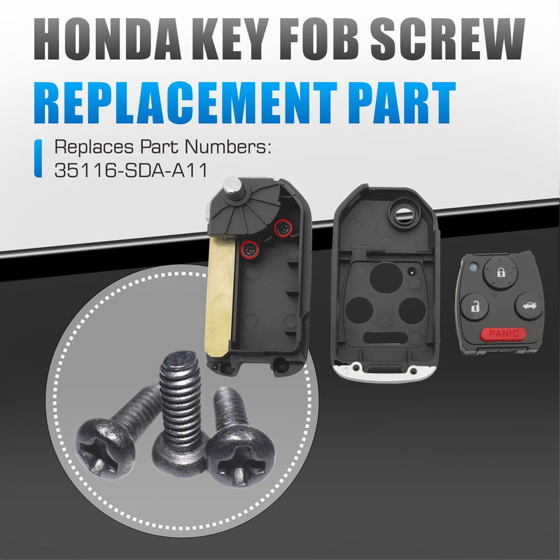 10Pcs Key Fob Screw with Repair Kit,Replacement Part 35116-SDA-A11 Compatible with Honda Key Remotes Since 2003 Black