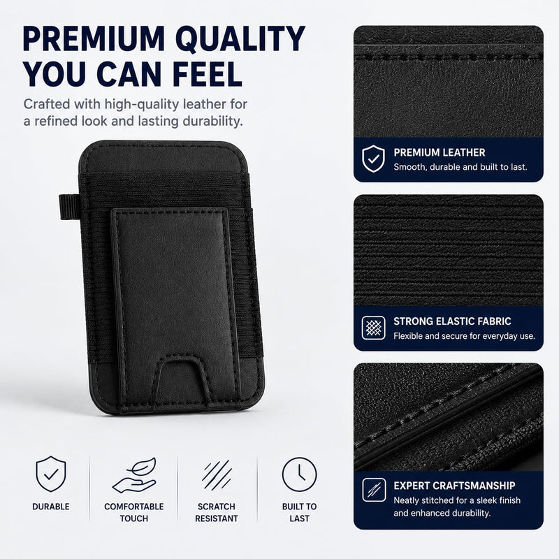 for MagSafe Wallet 5 Card Holder with RFID Blocking, Compatible Magnetic Card Holder for iPhone 17/16/15/14/13/12 Pro Max Plus Air Series with 2 Card Slots - (Black)