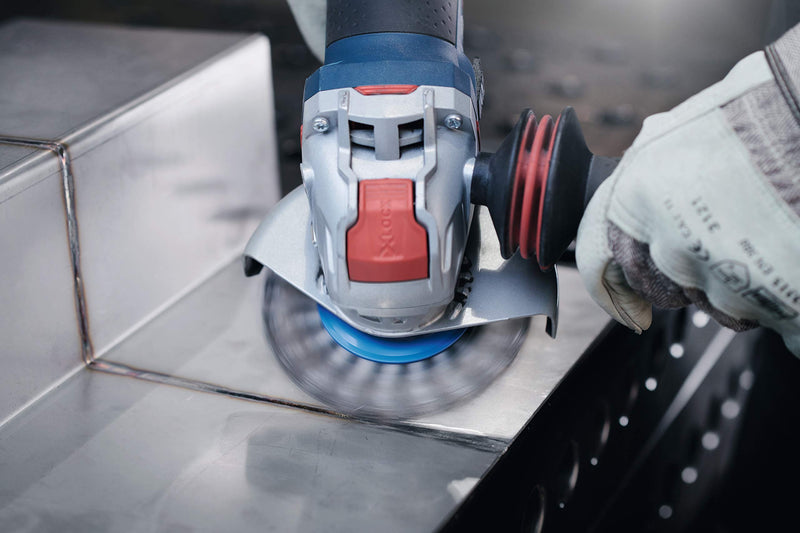 BOSCH WBX428 4-1/2 In. X-LOCK Arbor Carbon Steel Full Cable Knotted Wire Wheel For Applications in Difficult Brushing in Tight Places for Cleaning Welds Carbon Steel Wire Wheel 4-1/2 In.