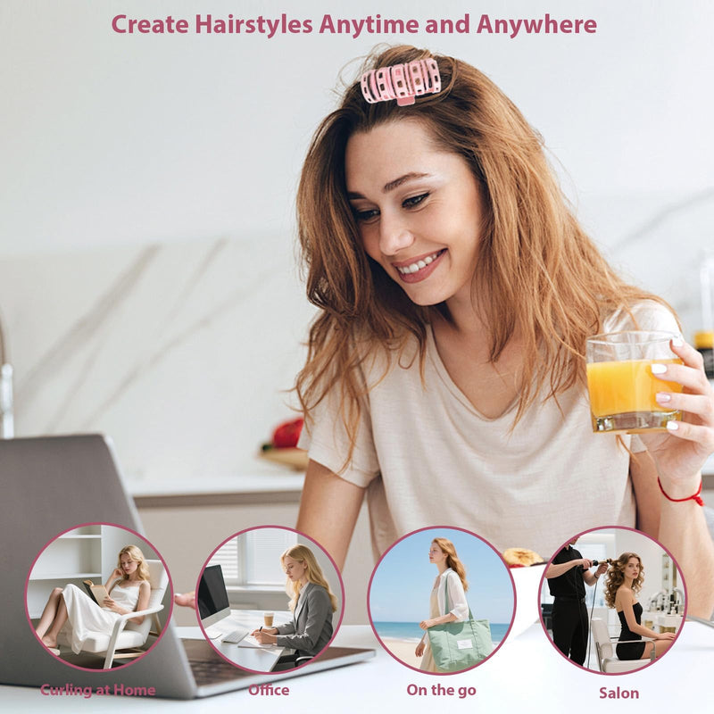 Hair Roller,2 Pcs Hair Curlers Rollers With Clips,Daily Use Rollers for Hair Curling Volume,Self Holding Hairs Curlers No Heat for Long & Short Hair,Fringe Roller DIY Curling Tool Curls for Styling