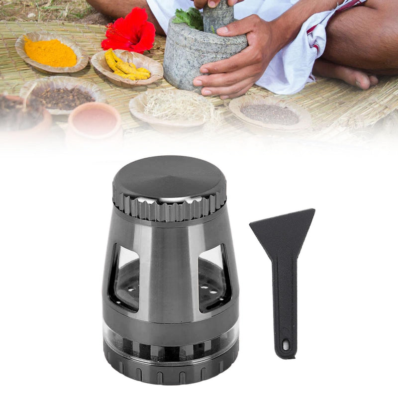 Compact Rust-Resistant Zinc Alloy Spice Grinder - Portable Manual Mill for Grinding Dry Herbs and Nuts(Black)