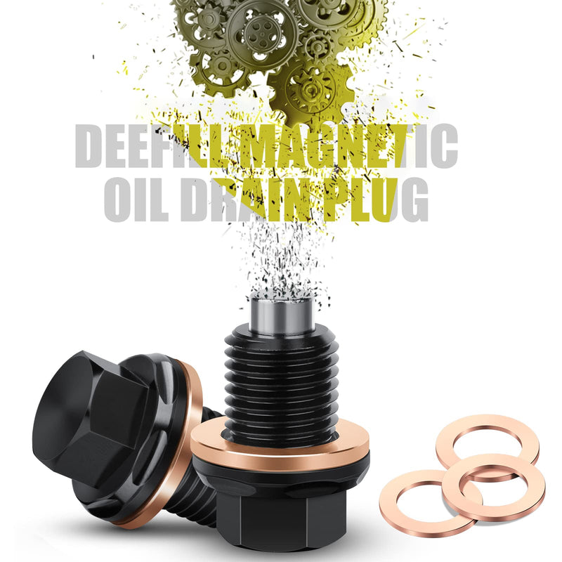 M14 x 1.5 Magnetic Oil Drain Plug T6 Aviation Aluminum with Crush Washer Gasket Compatible with Ford GM Hyundai KIA and More Select Models M14 x1.5 Plug