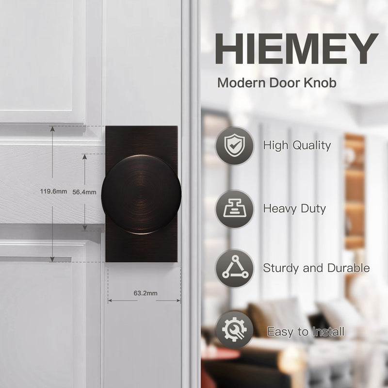 Oil Rubbed Bronze Door Knobs, Passage Door Knobs Door Handles for Hall and Closet Keyless Rectangle, Oil Rubbed Bronze