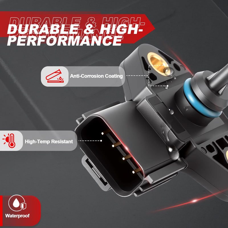 MAP Sensor Manifold Absolute Pressure: 5C3Z-9G576-AA 5C2E-9G756-AC Compatible with 2005-13 Ford E150 E250 E350 5.4L, 2004-10 F150 5.4L, 2005-11 Crown Vic 4.6L, 2005-10 Mustang 4.6L,2004-12 Escape 3.0L