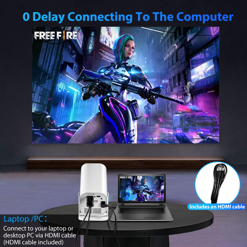 Portable Projector, Mini Room Projector, Built-in Speaker And Bluetooth 5.3, Native 1080P, Compatible With 4K, Supports Smartphone/ TV Stick/ PS5/ Laptop/ X box/ HDMI/ USB (Mini Projector for Bedroom) Mini Projector for Bedroom