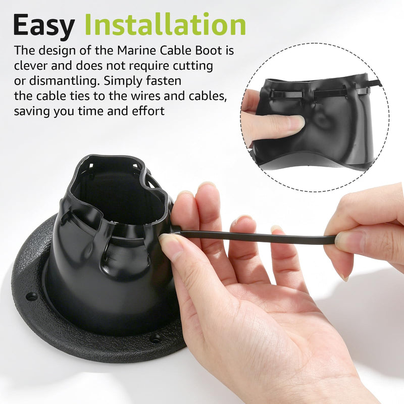 Boat Transom Boot for Diameter 4 2/5 Boat Transom Steering Wires Protection | Marine Cable Boot for Diameter 4 2/5 Boat Transom Steering Wires & Fuel Lines with Cable Tie