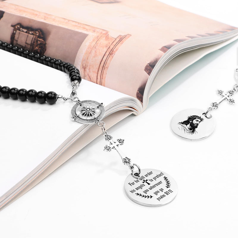 Religious Gifts for Women Men - Cross for Rear View Mirror Psalm 91:11 Bible Verse Christian Car Accessories Car Charm Gifts for Birthday Driver