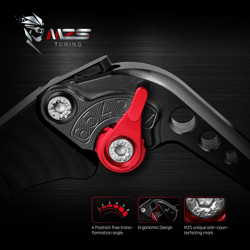 MZS Black Motorcycle Brake Clutch Levers Adjustable Short Compatible with GROM MSX125 14-25 | CBR250R 11-15 | CBR300R CB300F 14-22 | CB300R 18-24 | CBR500R CB500F CB500X 13-21 | Monkey 18-24 GROM/CBR250R/CBR300R/CBR500R/CB500F