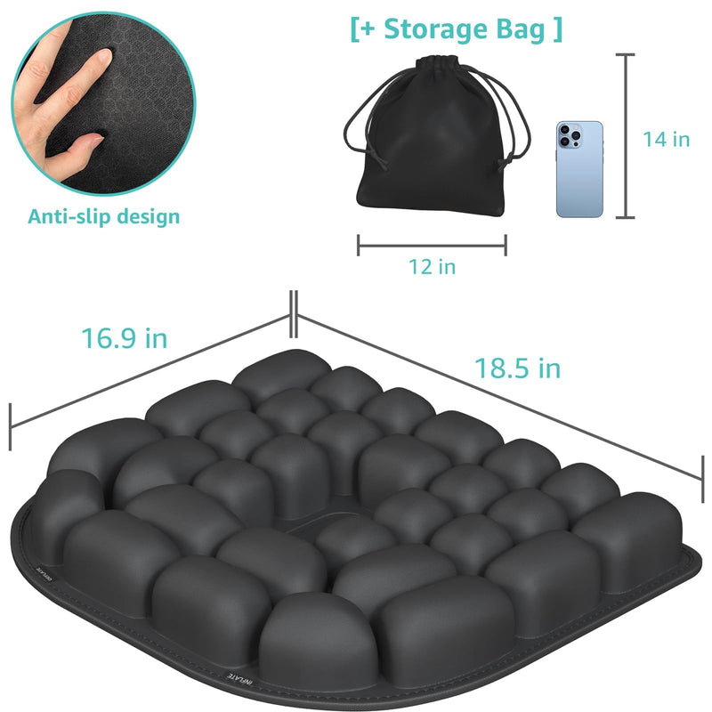 Inflatable Travel Seat Cushion for Airplane - Portable Air Pad with Built-in Pump for Long Flights & Car Rides - Ergonomic Tailbone Pain Relief for Office Chair, Wheelchair, Stadium 15.7"x15.7"