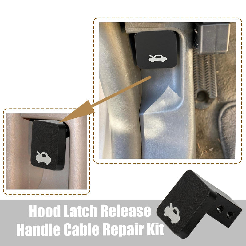Aluminium Hood Latch Release Handle Cable Repair Kit Replacement for Civic 1996-2011, CRV 1997-2006, Element 2003-2011, Ridgeline 2006-2014 Black