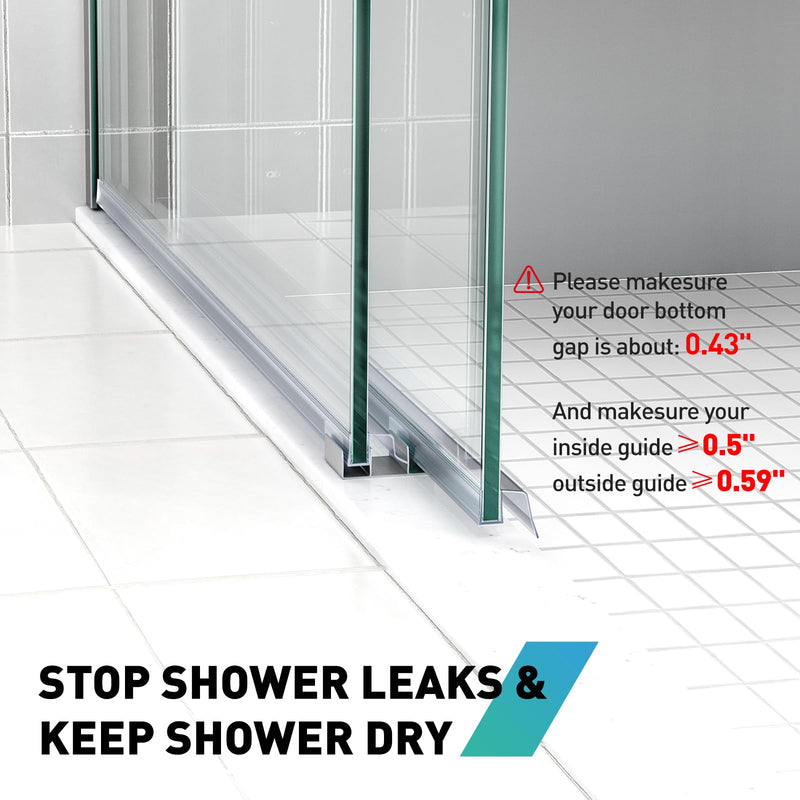 Sliding Shower Door Bottom Seal, 2 PCS 3/8" x 36" Sliding Shower Door Sweep for 3/8Inch Glass, Frameless Glass Door Seal Strip Stop Shower Leaks and Create a Water Barrier For 3/8" Glass