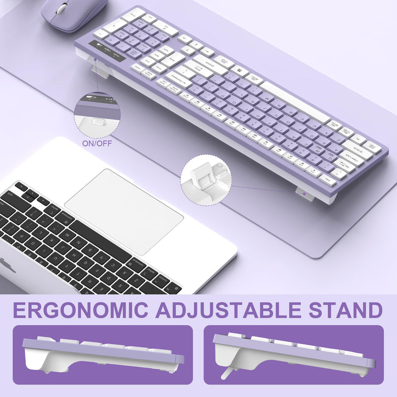 Quiet Wireless Keyboard and Mouse Combo for Office and Home(Purple)
