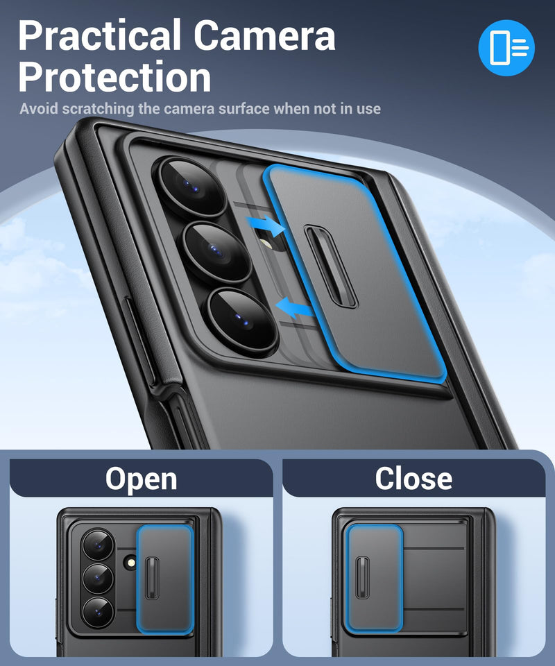 BERFY for Z Fold 8 Ultra Case, Built-in Privacy Screen & Kickstand, Black | Slide Camera Cover,Military Grade Hinge Protection,Anti Spy Full Body Shockproof Phone Case for Samsung Galaxy Z Fold 8 Ultra