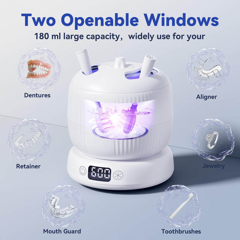 Ultrasonic Retainer Cleaner Machine with 4 Modes – 45kHz 180ML Ultrasonic Cleaner for Retainer,Denture,Mouth Guard,Ring,Jewelry,Leak-Proof Detachable Tank & Base, Easy-to-Clean Orange