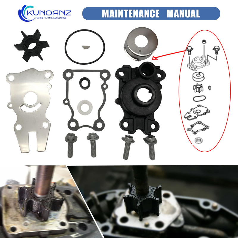 63D-W0078-01,63D-W0078-00-00 Outboard Water Pump Impeller Repair Kit For Yamaha 40 50 60 HP 2/4-Stroke Outboard Sierra 18-3415 18-3434 40HP 50HP 60HP C40 F50 F60 1995-2020 40 50 60(Housing)