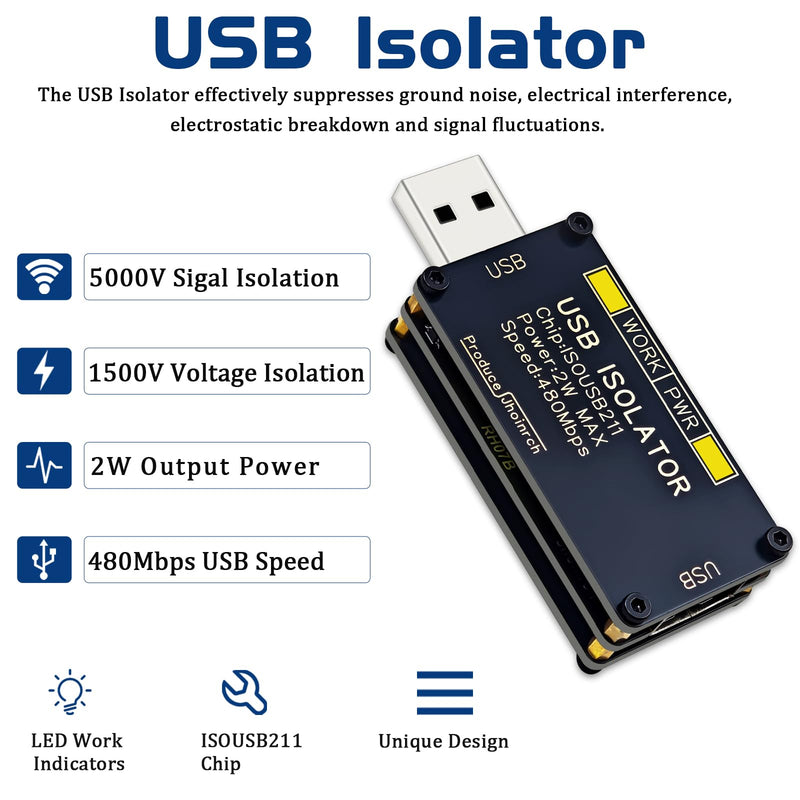 USB 2.0 480Mbps High Speed Isolator Supports 5000Vrms Signal Isolation and 1500V Voltage Isolation