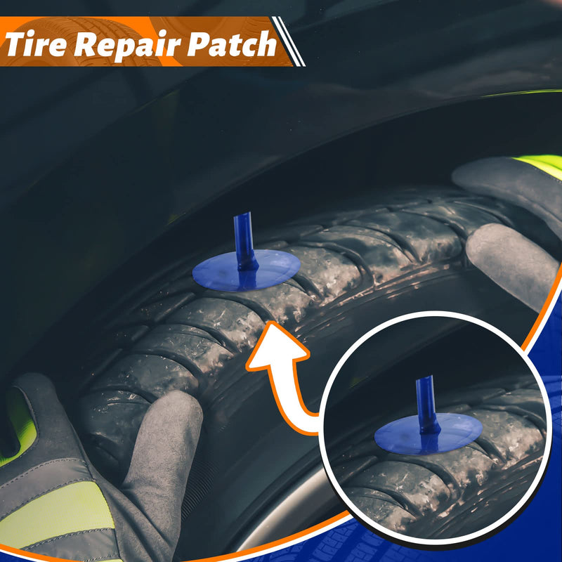 Frienda 48 Pcs Tire Patches Kit Rubber Tire Repair Patch Mushroom Plug Kit Rubber Puncture Repair Plug for Car Motorcycle Truck Bus 1/6" x 1 3/8", 1/4" x 1 3/4" and 3/8" x 2 3/8"