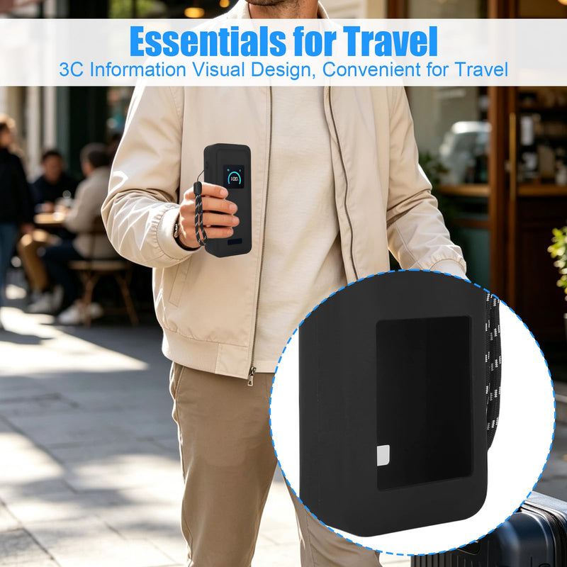 Sillicone Power Bank Case, Protective Cover for Anker Prime 26,250mAh 300W | Soft Sillicone, with Strap, LCD Display Visible, Black