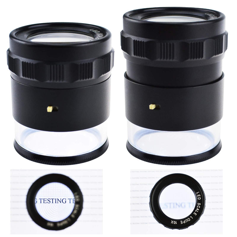 DANOPLUS 10X Loupe Magnifier, Jewelers Loupe with 8 LED Light and 4 Glass Scale Chart, 25mm Field of View, Adjustable Focal Length Magnifying Glass for Coins, Watches, Jewelry