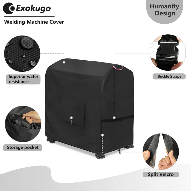 Premium Welding Machine Cover - Heavy Duty 600D Waterproof TIG225X TIG Welder Cover with Plush Liner (Black, 22'' L x 12.6'' W x 22'' H) Black