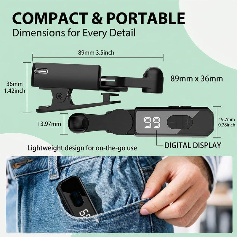 Auto Clicker for TikTok iPhone/iPad/Android Phone Screen, Tapper for TikTok | Rechargeable Cordless with Digital Display 107 Speed Adjustable Levels, Ideal for Live Likes, Games and Reward Tasks Black
