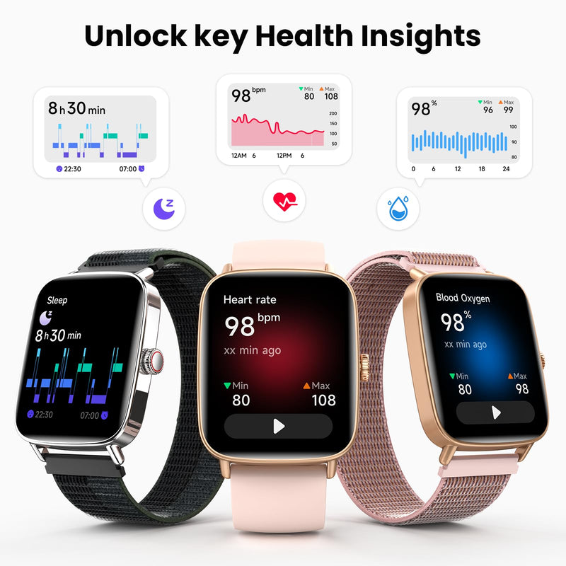 ENOMIR Smart Watch for Women Answer Phone Health Monitoring with 2 Bands | 10-Day Long Battery Life,Fast Charge, Sleep Monitoring, All-day Activity Tracking, IP68 Waterproof, 100+ Watch Face Pink
