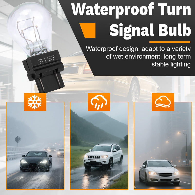 10 PCS 3157 Tail Light Bulb, Miniature Brake Light Bulb, Waterproof Turn Signal Bulb, Automotive Side Marker Tail Light Replacement for Truck SUV Car (White)