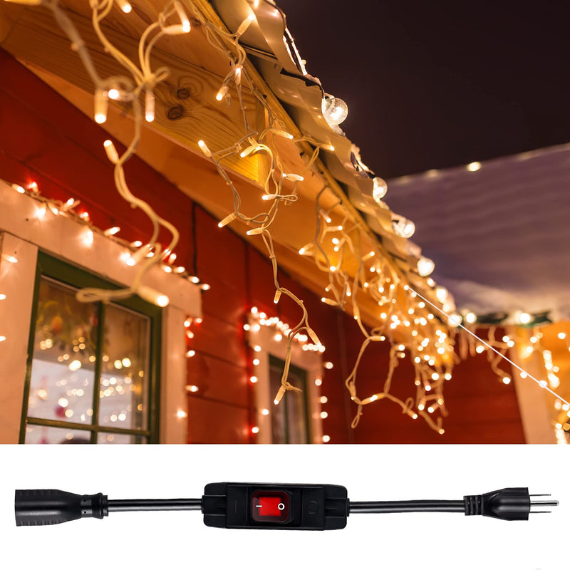 Outdoor Waterproof On/Off Switch Extension Cord, Heavy Duty 125v/250v Black SJTW Cord (6 Ft, Black) 6 Ft