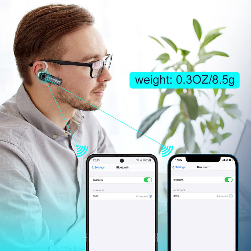 Bluetooth Headset, CVC8.0 Handsfree Bluetooth Earpiece, 16 Hrs Talk Time Noise Cancelling Single Ear Wireless Headset for Office Driving, Compatible with iPhone ＆ Android Samsung Cellphone Black