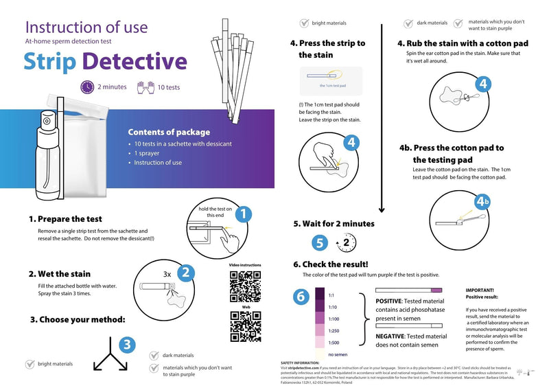 At-Home Betrayal Test - Semen Detection Test, Infidelity Test detects Acid phosphatase in Sperm in Two Minutes - 10 pcs per Pack