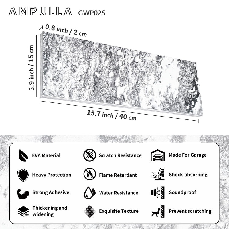AMPULLA Garage Smith GWP02S Garage Wall Protector Car Door Protectors, Marble Grain, Designed in Germany (4-Pack Marble Grain) 4-Pack Marble Grain