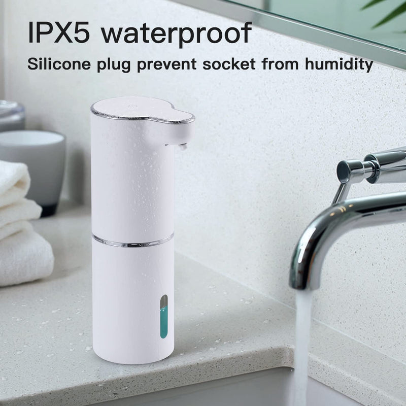 LAOPAO Soap Dispenser, Automatic Foaming Hand Soap Dispenser Touchless Rechargeable Bathroom Countertop Soap Pump for Kids Xmas Gift 300ml White