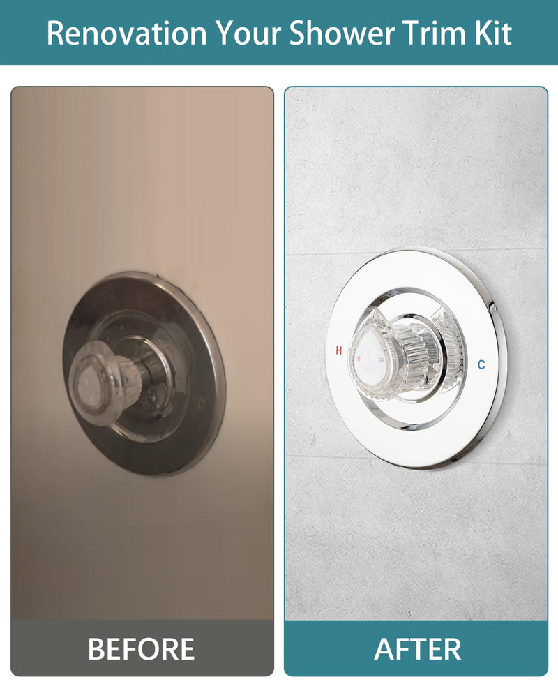 Shower Faucet Trim Kit Compatible with Moen Fit Chateau Valve Only, Pull-on Push-off Design Knob Handle, Chrome