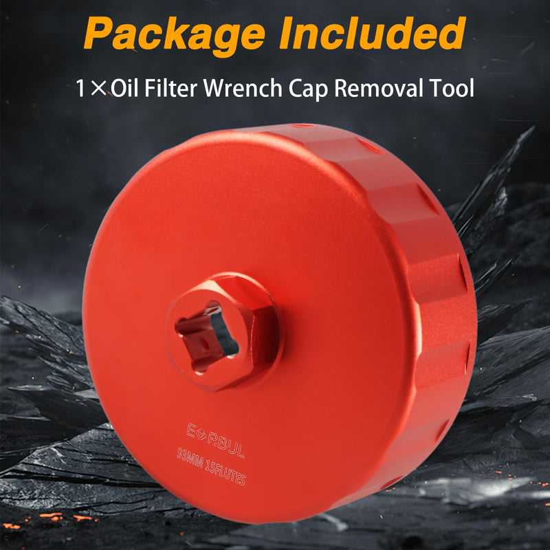  [AUSTRALIA] - CNC 93mm 15 Flutes Oil Filter Wrench Removal Tool to Change Oil Filter Compatible with Dodge Ram 2500 3500 6.7L 5.9L L6 Turbo Diesel with 05083285AA Oil Filter