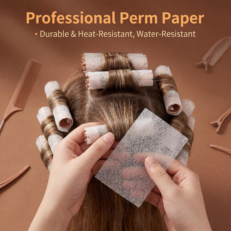 Perm Paper for Hair 150 Pcs Perm Roller Paper Disposable(3.5 x 2.4'') | High-Temperature Resistant Salon Perms Papers for Cold Hot Styling