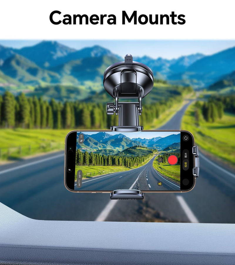 Phone Holders for Your Car Phone Holder Mount【Super Suction】Cell Phone Holder for Car Accessories for Women Men【360° Adjustable】Suction Phone Mount for Car, Shower, Mirror, Window for iPhone Samsung Gray