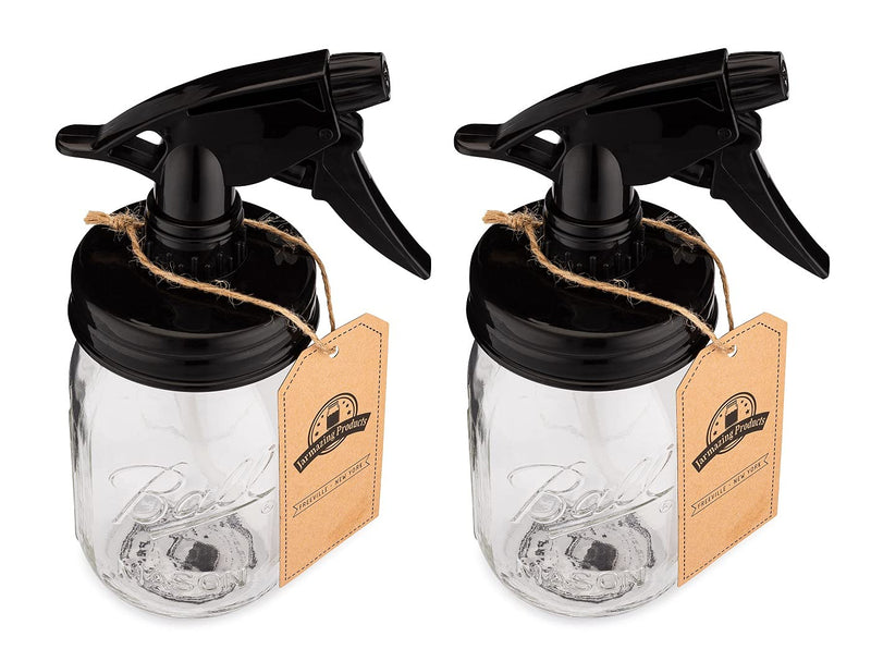 Jarmazing Products Mason Jar Sprayer – Black – With 16 Ounce Ball Mason Jar – 2 Pack! Semi-Opaque Glass