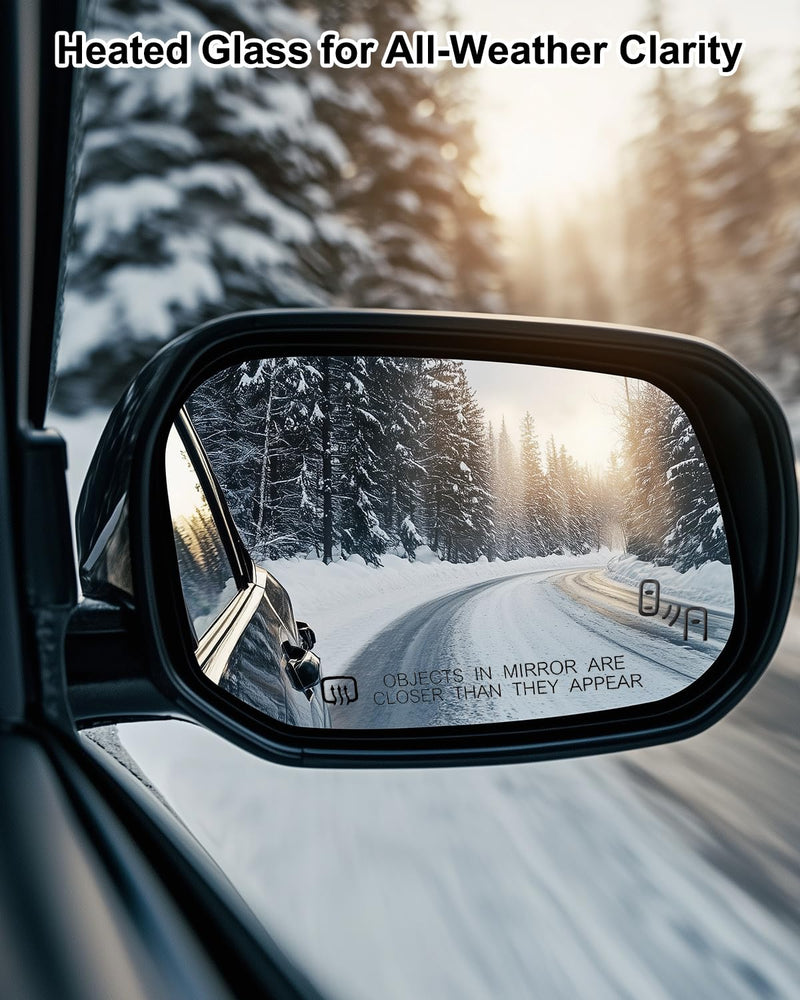 Passenger Right Side Mirror Glass with Heat Blind Spot Fit for Toyota Highlander 2020-2024, Car Rearview Mirror Glass with Rear Holder
