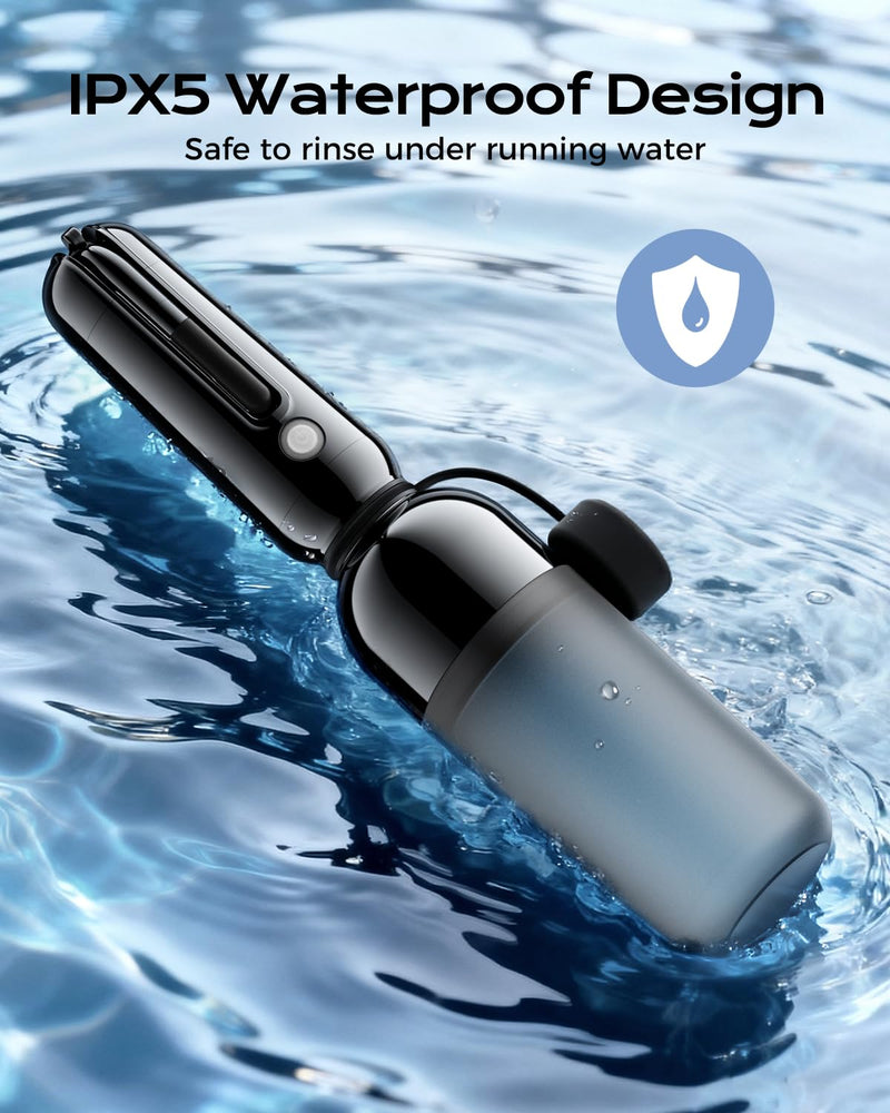 ESSAGER Portable Bidet for Travel, Foldable & Rechargeable Handheld Sprayer–Waterproof with 2 Pressure Modes, 350ml Expandable Bottle for Women, Men, Baby, Postpartum & Personal Hygiene(Black) Black