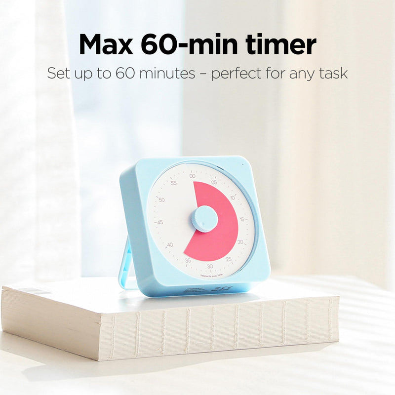 mooas Visual Timer for Kids & Adults, 60 Minute Analog Countdown Timer for Classroom School, Homeschooling, Silent Visual Timer for Study ADHD Pomodoro Time Management Battery Operated (Pink Blue)