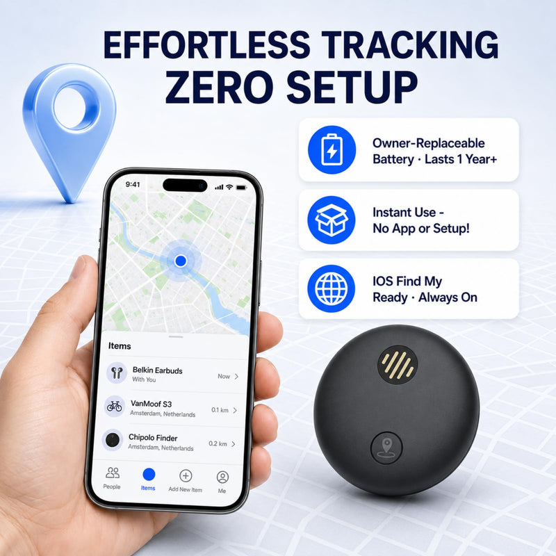 Yinnovy Tracker Device for Vehicles, Real-Time Tracking, No Monthly Fee | GPS Tracker for Vehicles, No SIM Card Needed, Works with iOS Find My, IP68 Waterproof, Magnetic GPS Locator
