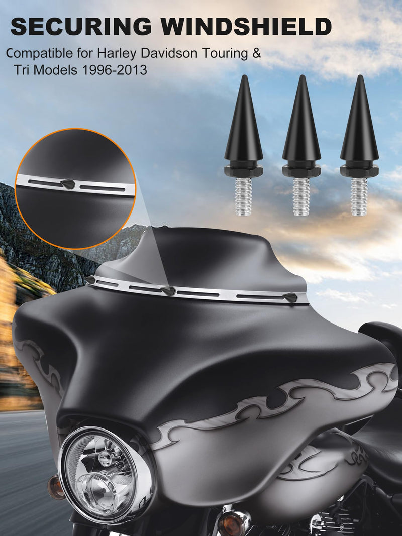 Motorcycle Windshield Bolts, Windscreen Screws, Fairing Bolts Compatible for Harley Davidson Electra Glide, Street Glide, Ultra Classic, Ultra Limited, Tri Glide 1996-2013 Black