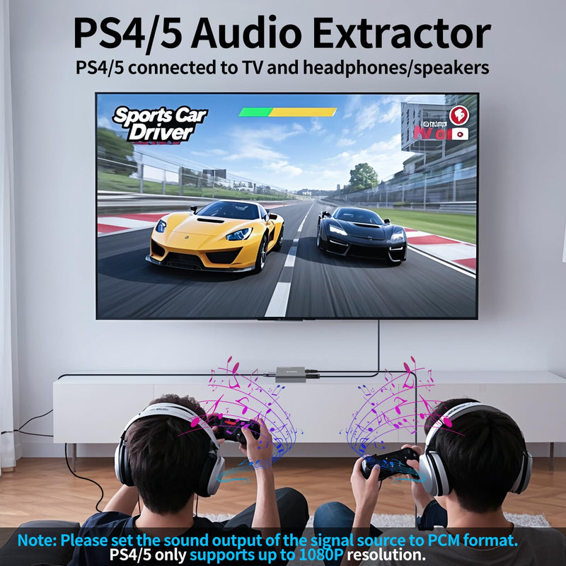 HDMI Audio Extractor 4K60 HDMI to Optical 3.5mm AUX Audio Adapter Splitter Converter Support HDCP Digital DTS 5.1 PCM HDMI Audio Extractor