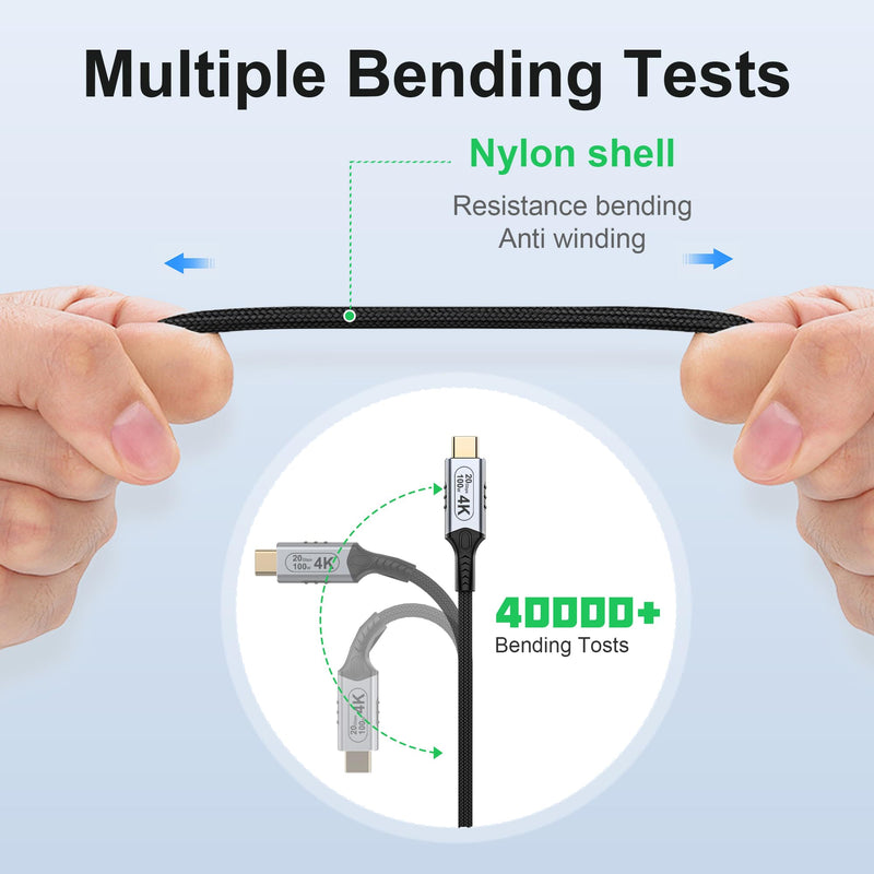 USB c Braided Data Extension Cable 20ft/6M, USB c Extension Cable 20 gbps Data Transfer/100W Fast Charging/Video Output at 4K@60Hz for Monitor,USB Male to usbc-c Female Cable 20 ft